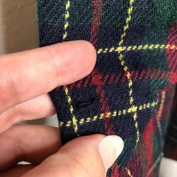Vintange red green navy gold plaid wool blend button front blazer size 10 - Picture 13 of 16